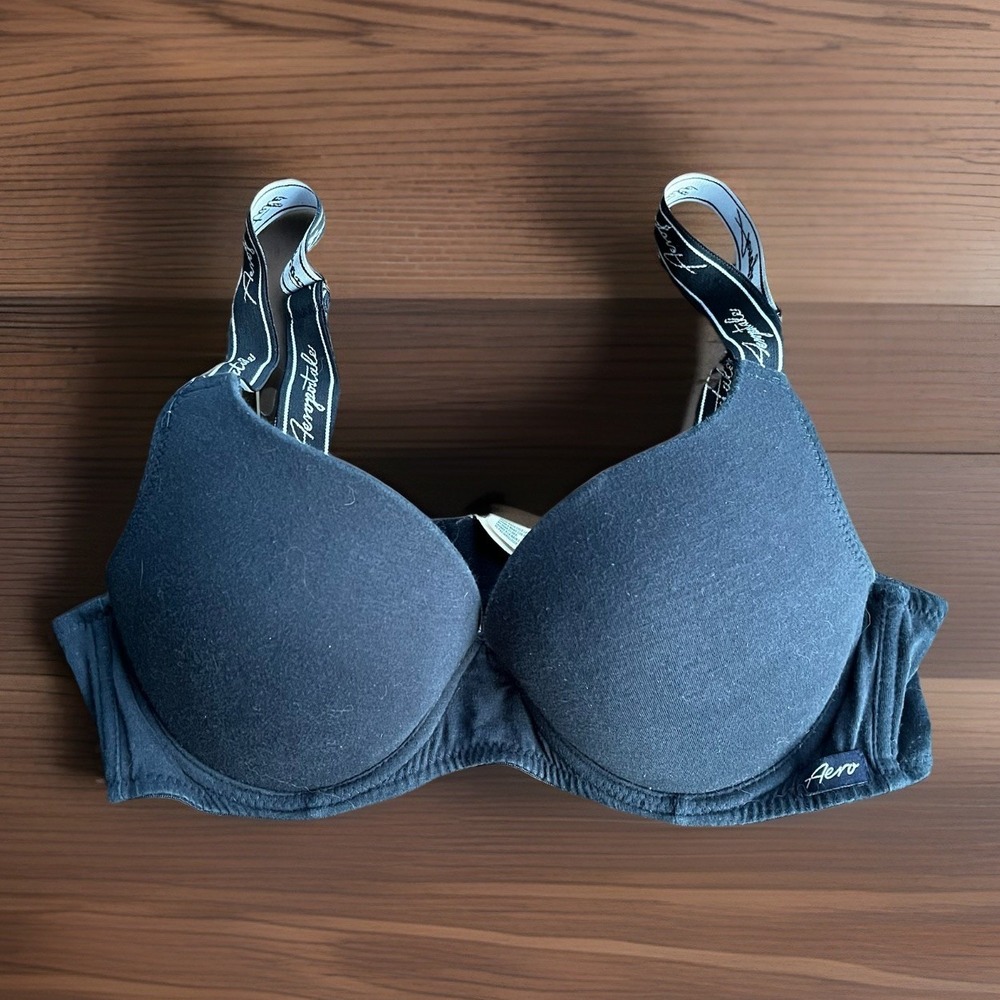 Aeropostale Underwire Padded Push-up Bra 36B Navy Blue Branded Straps
